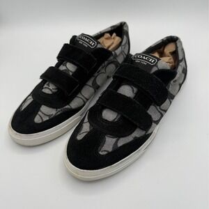 COACH Jacquard Sneakers Velcro Strap Shoes‎ - New York Signature C Canvas Suede